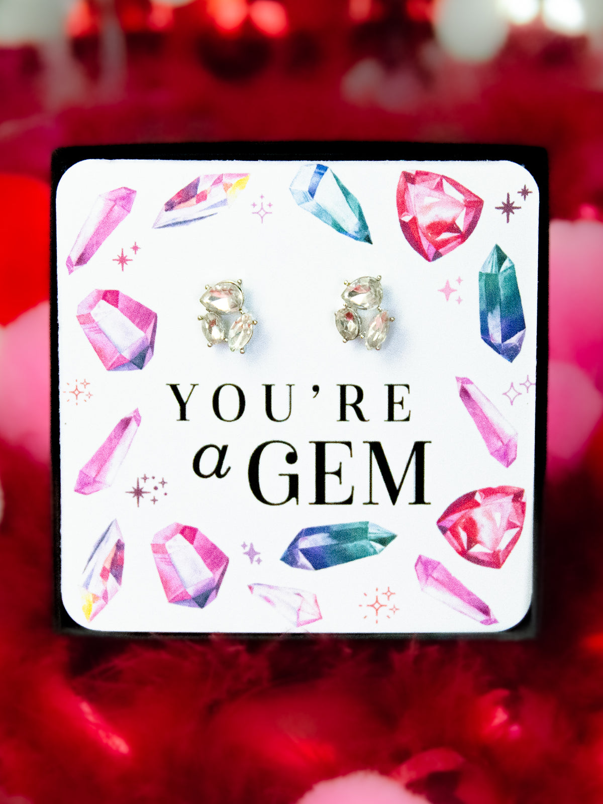 you're a gem earrings gift set, valentine's day jewelry gift, galentine day earring gift