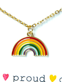 I'm proud of who you are rainbow charm necklace