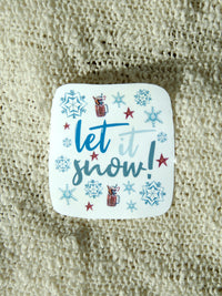 let it snow winter hot chocolate snowflake sticker, vinyl sticker