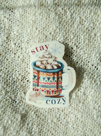 stay cozy hot chocolate winter sticker, hot chocolate decal