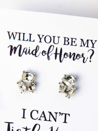 Tie the Knot Jewel Earrings Maid of Honor Proposal Gift,Personalized Bridal Party Gift,Will You Be My Maid Of Honor,Custom Bridal Earring