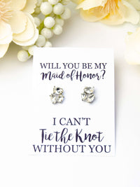 Tie the Knot Jewel Earrings Maid of Honor Proposal Gift,Personalized Bridal Party Gift,Will You Be My Maid Of Honor,Custom Bridal Earring