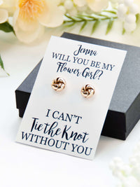 Tie the Knot Earrings Flower Girl Proposal Gift,Personalized Bridal Party Gift,Bridesmaid Wedding Jewelry