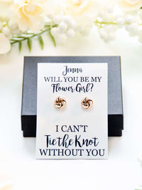 Tie the Knot Earrings Flower Girl Proposal Gift,Personalized Bridal Party Gift,Bridesmaid Wedding Jewelry