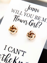 Tie the Knot Earrings Flower Girl Proposal Gift,Personalized Bridal Party Gift,Bridesmaid Wedding Jewelry