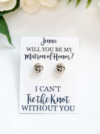 Tie the Knot Earrings Matron of Honor Proposal Gift,Personalized Bridal Party Gift,Bridesmaid Wedding Jewelry