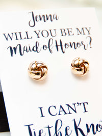Tie the Knot Earrings Maid of Honor Proposal Gift,Personalized Bridal Party Gift,Bridesmaid Wedding Jewelry