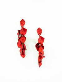 Long Red Rose Petal Dangle lightweight acrylic tassel statement earrings