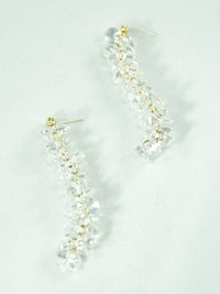 clear glass dangle statement drop earrings