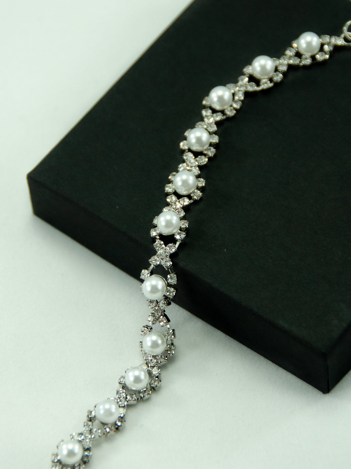 pearl crystal clusters on a silver chain bracelet