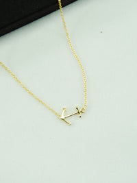 24K Gold Anchor Charm Pendant on Sterling Silver 925 Delicate Chain 