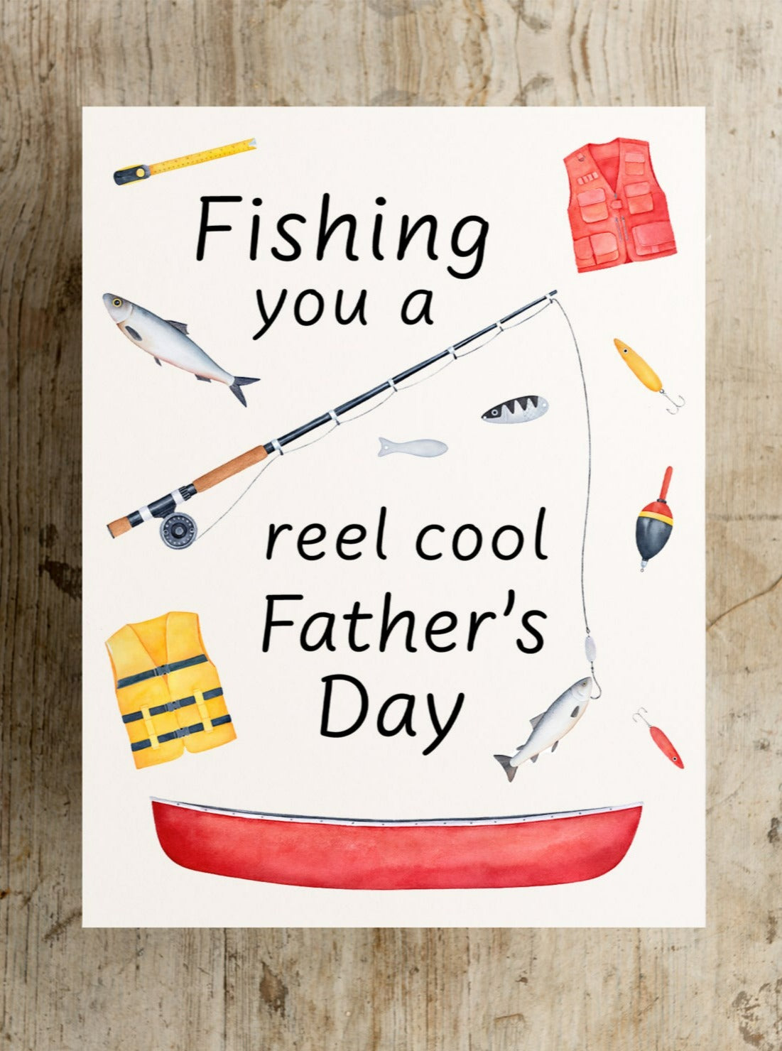 Happy Father's Day Greeting Card, Fishing you a reel cool father's day card, fishing card