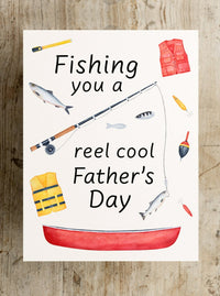Happy Father's Day Greeting Card, Fishing you a reel cool father's day card, fishing card