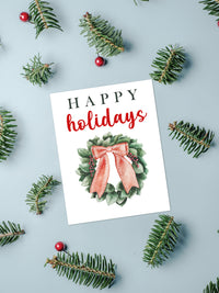 Happy Holidays Wreath Card Set,Holiday Chrismas Wreath Cards,Handmade Holiday Greeting Cards,Holiday Season Greetings Card,Made in USA