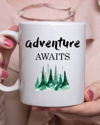 wanderlust adventure awaits high quality ceramic coffee mug