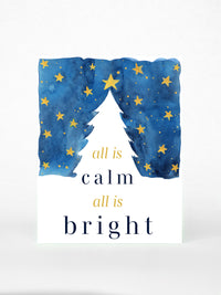 All is Calm All is Bright Holiday Card Set,Seasons Greeting Christmas Card Set,Christmas Tree Card Set,Handmade Holiday Greeting Card Set