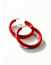 trendy light weight lucite red hoops