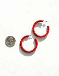 trendy light weight lucite red hoops