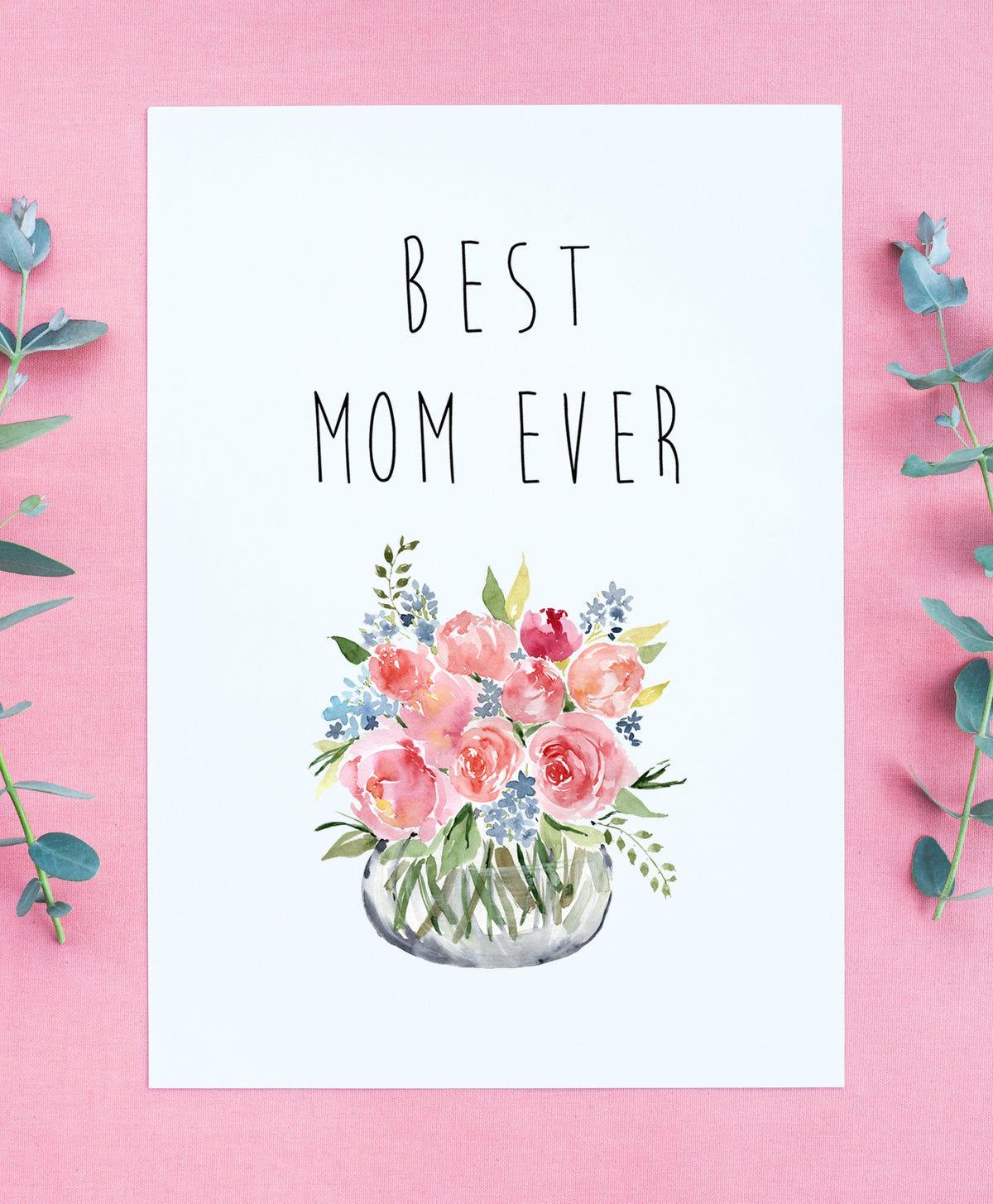 Best Mom Ever Mother's Day Card,Happy Mother's Day Blank Card,Mum Day Card,Floral Spring Card,Mom Card,Mother's Day Card for friend,Made in USA