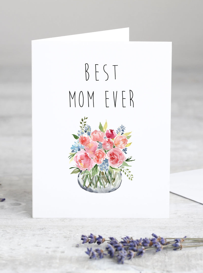 Best Mom Ever Mother's Day Card,Happy Mother's Day Blank Card,Mum Day Card,Floral Spring Card,Mom Card,Mother's Day Card for friend,Made in USA