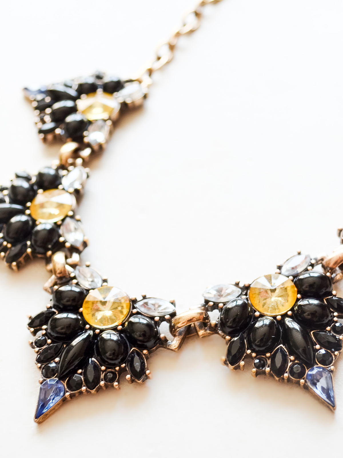 black yellow geometric work wear statement necklace