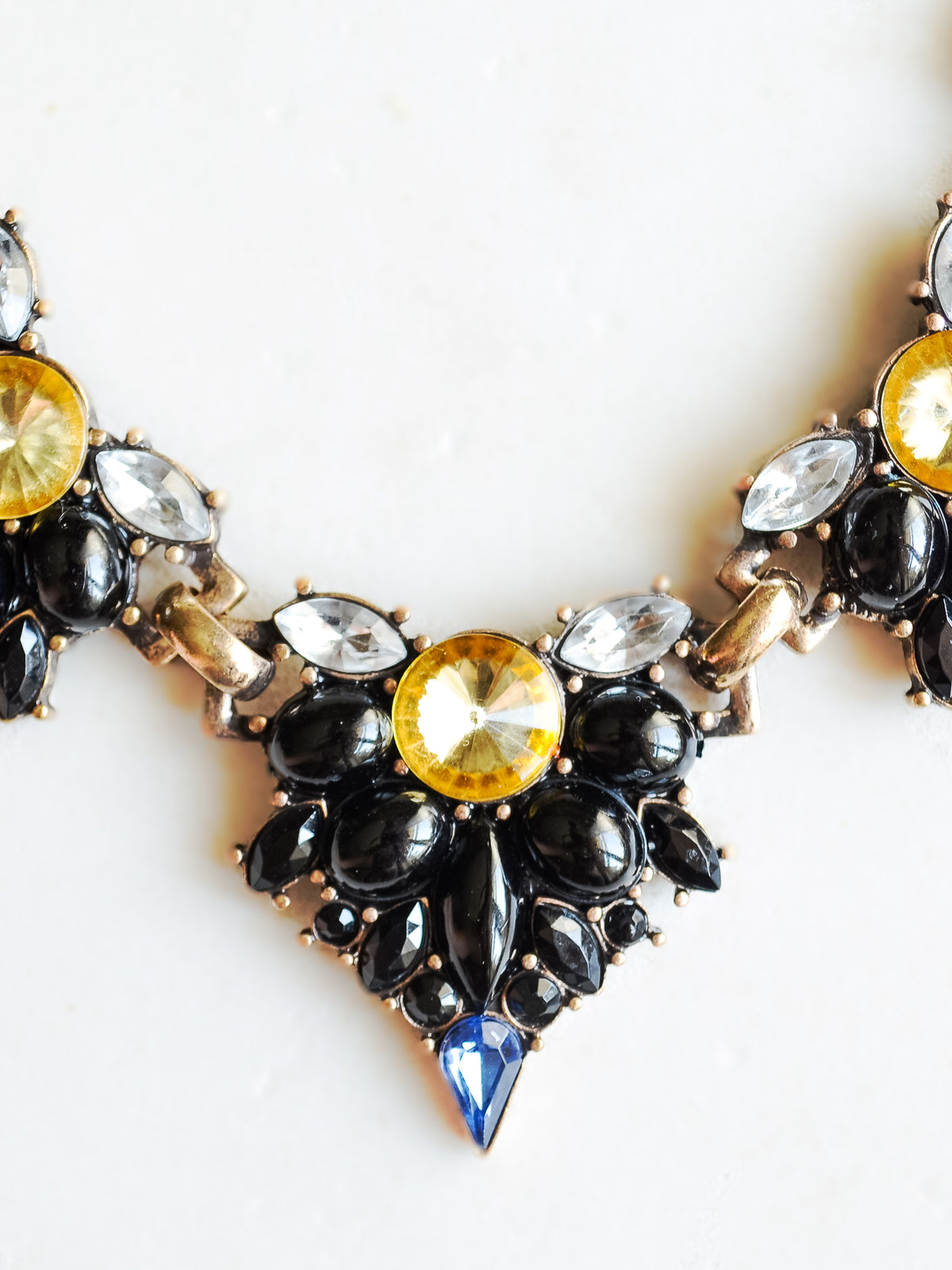 black yellow geometric work wear statement necklace