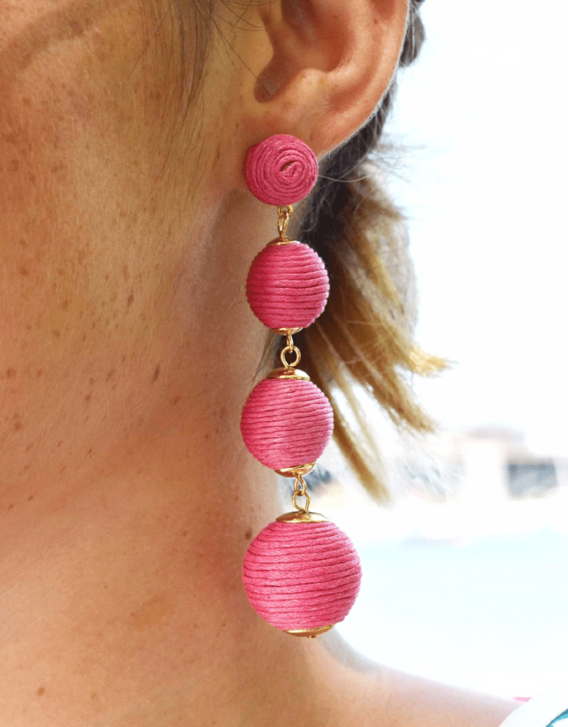 pink statement fun trendy bobble earrings