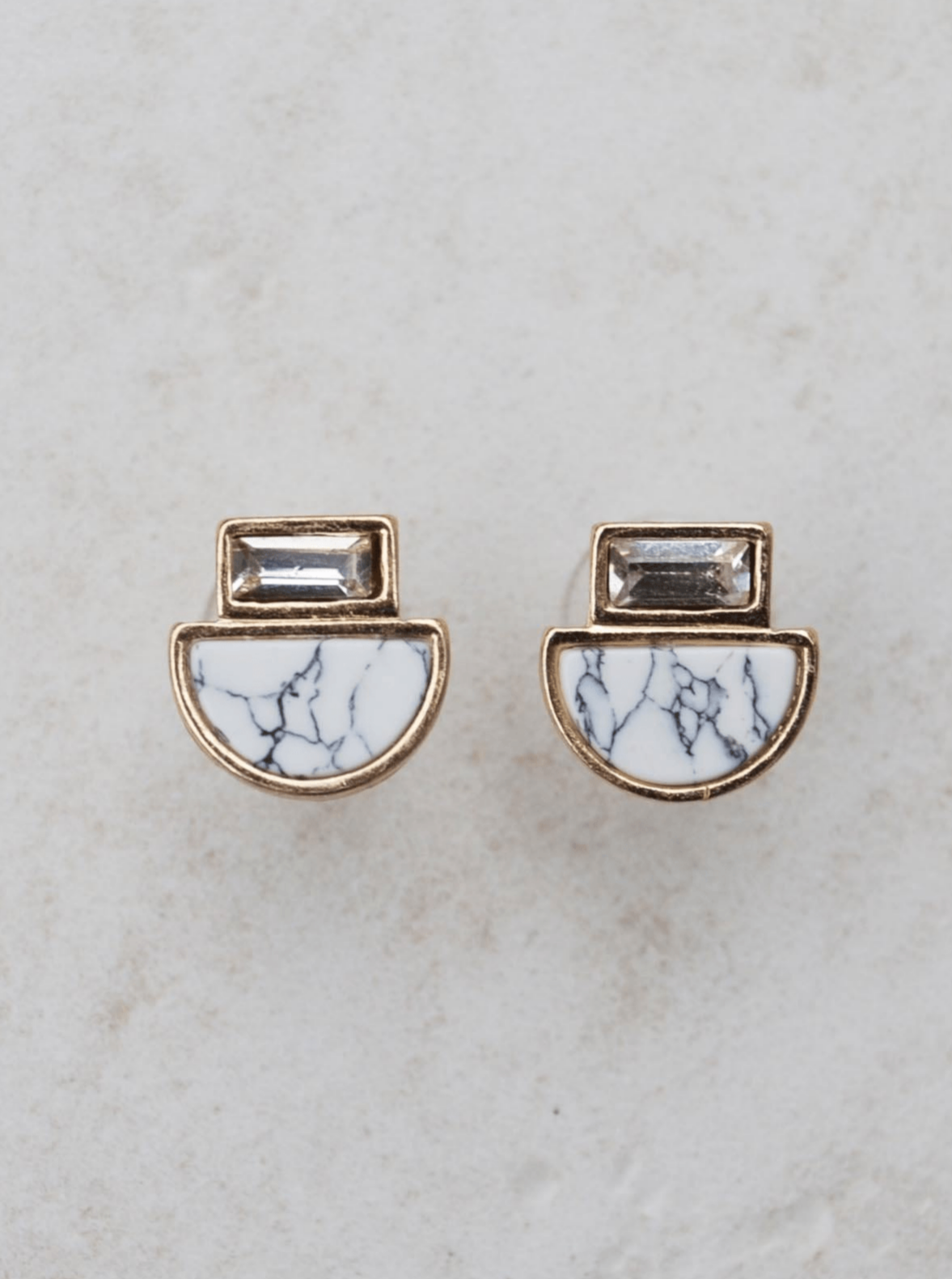 two piece white stone earrings