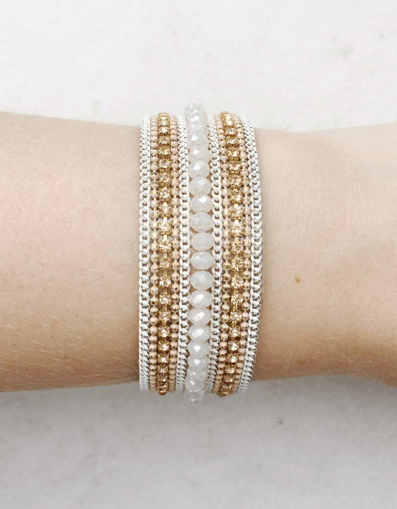 cream cloth and shimmer bracelet