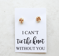 Tie The Knot Earrings bridal party gifts silver gold