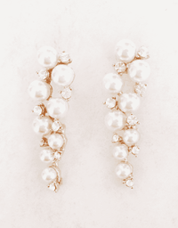 pearl rhinestone drop elegant special occasion earrings