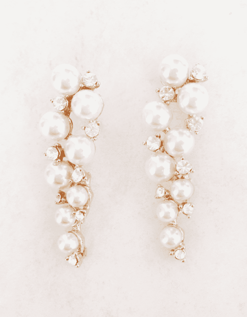 pearl rhinestone drop elegant special occasion earrings