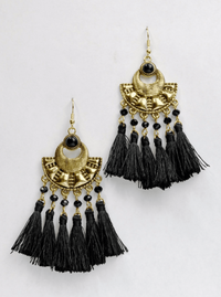 boho fringe gold statement earrings