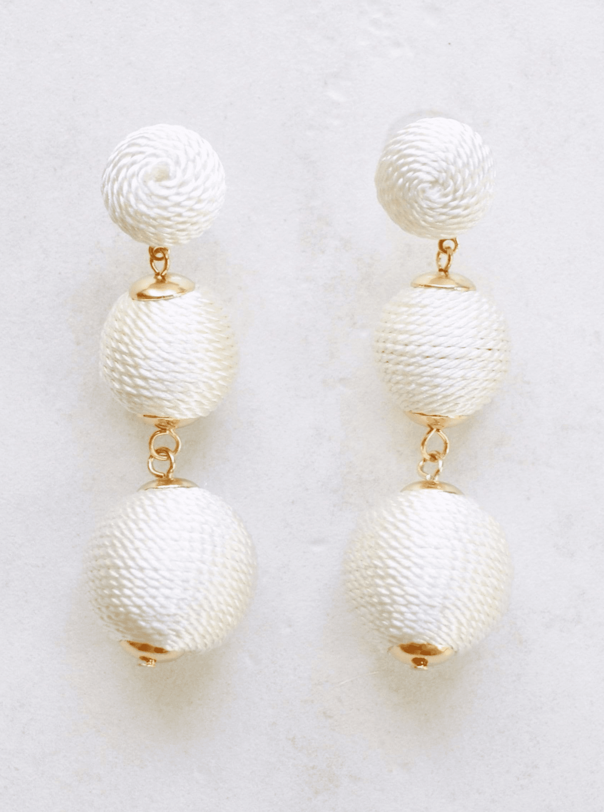 white statement fun trendy bobble earrings