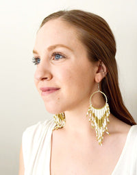 boho tassel beaded statement drop earrings