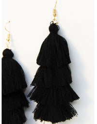 black long tassel statement earrings shop small boutique