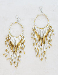 boho tassle beaded statement drop earrings