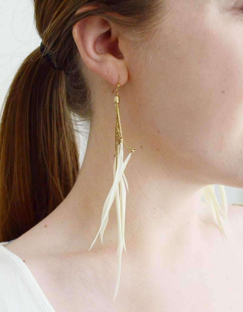 free bird boho hippie feather long earrings