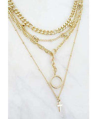 gold layered trendy chain necklace