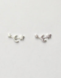 sterling silver .925 stars moon stud earrings, celestial constellation, crescent moon, geometric boho jewelry