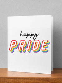 Happy Pride LGBTQ Rainbow Greeting Card,LGBTQ Pride Card,Gay Pride Rainbow Card,Celebrate Pride Month,Pride Month Card, Made in USA Happy is in black lettering and Pride is in rainbow color fashion