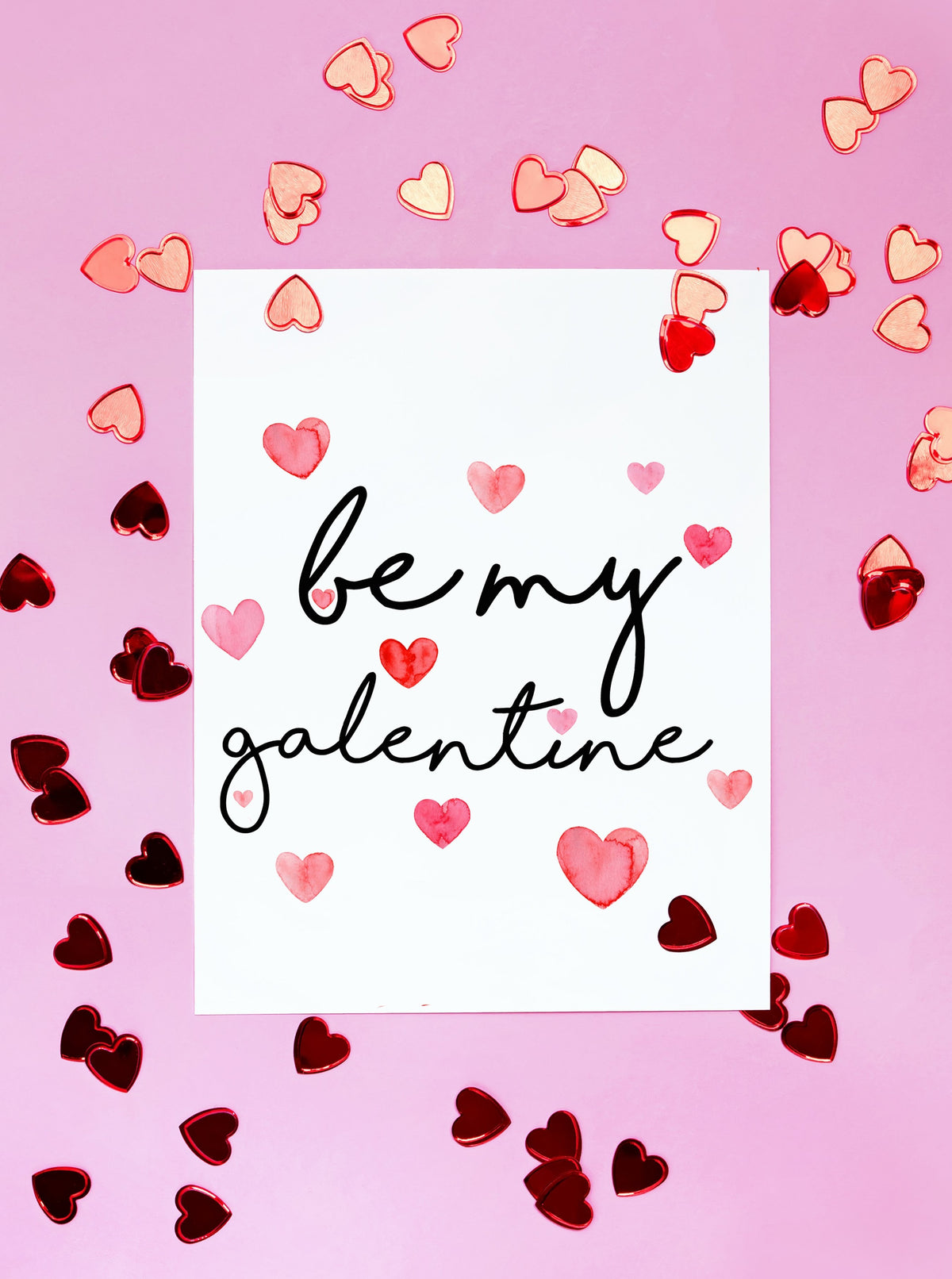 Be My Galentine Hearts Card Set,Galentines Day Card for Friend,Valentine's Day Pink Heart Card Set,Valentine's Day Card for Her,Made in USA