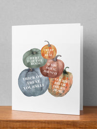 Halloween pumpkin fall Greeting Card Set, Trick or treat halloween card, Halloween theme cards, Jack-o-lantern card,Funny Halloween card