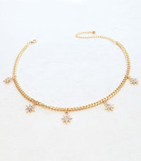 star and moon delicate choker necklace two piece