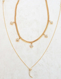 stars and moon trendy necklace set