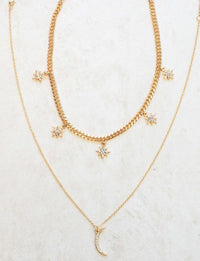 stars and moon trendy necklace set