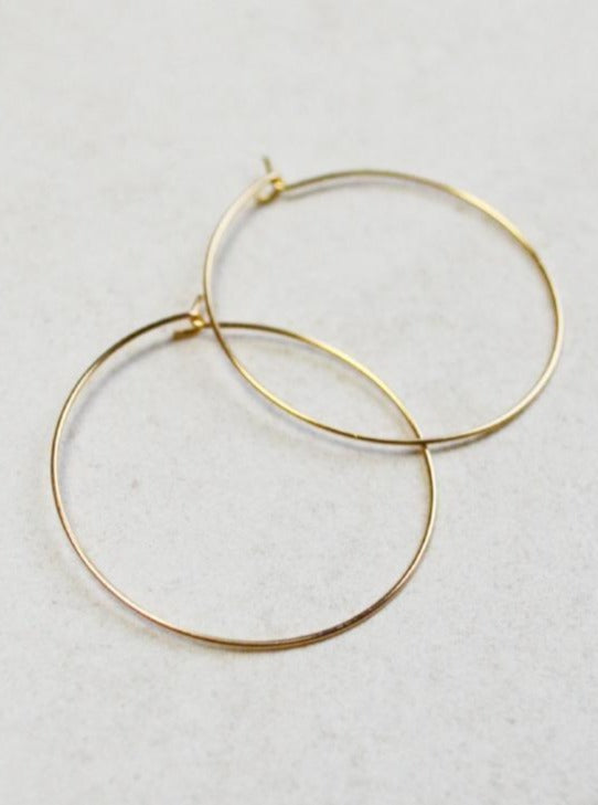 Gold Hoop Earrings, 14k gold filled hoops, medium gold hoops, minimalist earrings, thin gold hoops