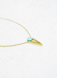 delicate 14K gold turquoise stone necklace