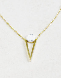 14K Gold Delicate White Stone Necklace 