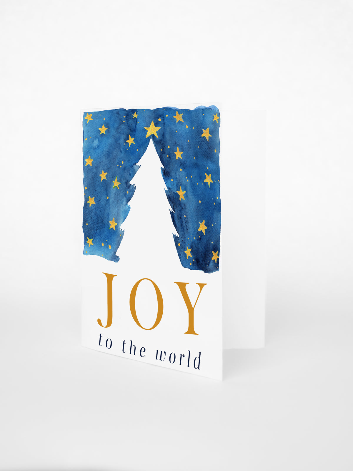 Joy To The World Holiday Card Set, Seasons Greeting Christmas Card, Christmas Tree Starry Night Card, Handmade Holiday Greeting Card Set